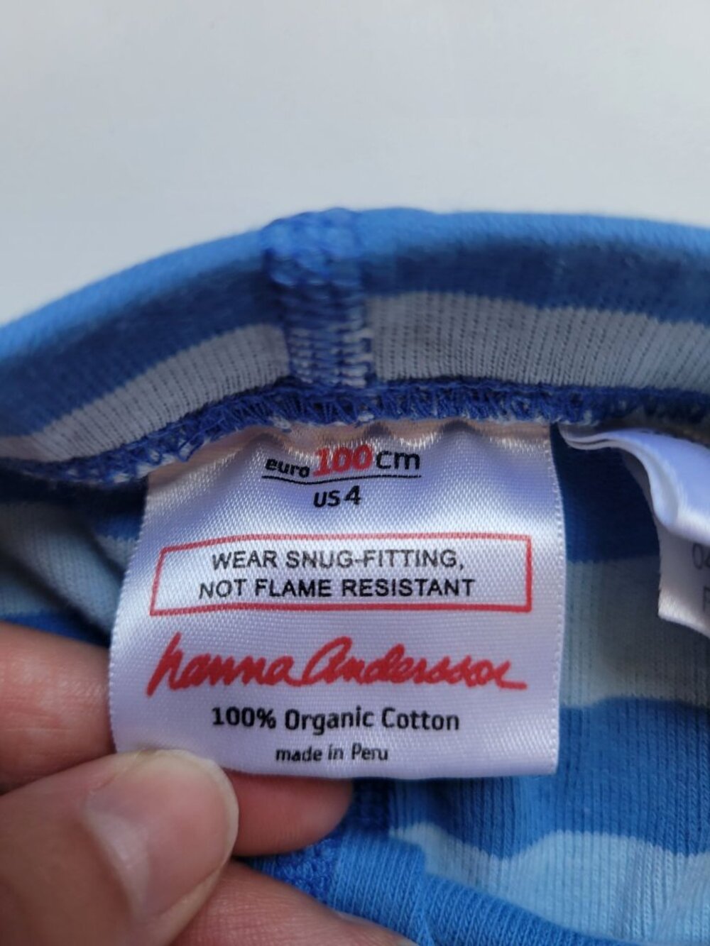 Hanna Andersson pajama pants feature a blue striped green cuffs Sz 4 loungewear - Picture 3 of 8